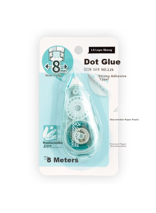 LPS Double-sided Tape, Dotted Glue, Refillable, For Students' Journaling, Replaceable Core, Correction Tape, Strong Fixation, High Adhesion, Point-shaped Glue, 218 Green - Image 2