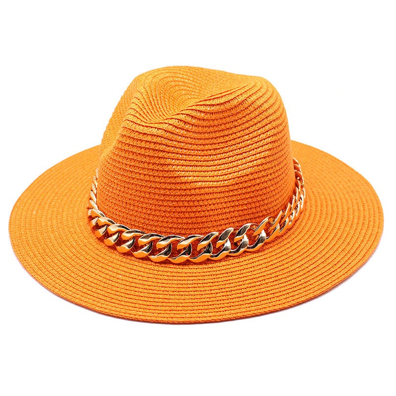 Fedora Internet Celebrity Chain Straw Korean Casual Beach UV Protection Sun Hat - Image 2