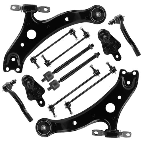 Autsurles 12Pcs Front Lower Control Arm with Ball Joint for Toyota Camry 2007 2008 2009 2010 2011, Sway Bar + Outer & Inner Tie Rod End Suspension Kit K620334 K620333 K500044 K500043 ES80603 EV800306 - Image 1