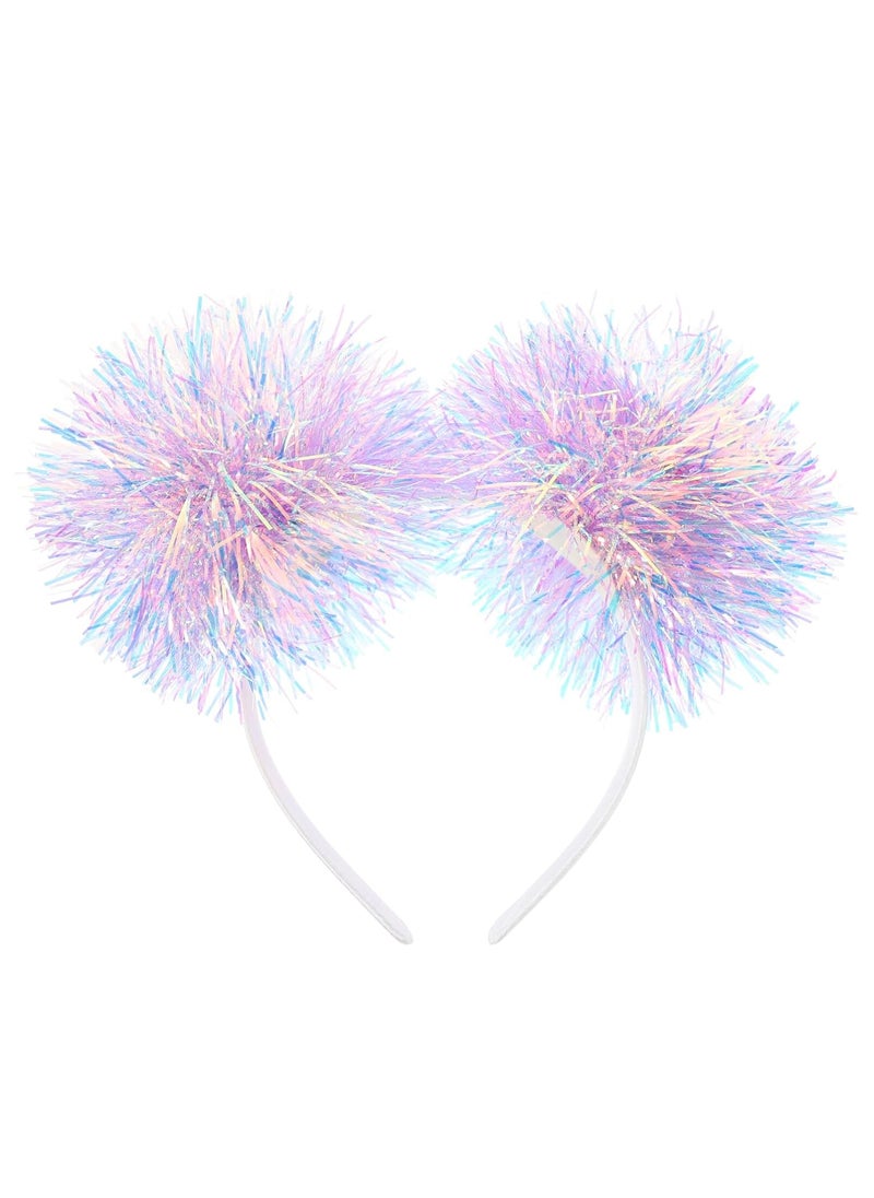 Beaupretty Beaupretty Pom Pom Headband Glitter Tinsel Boppers Hair Band Snowflake Fluffy Ball Hair Accessories for Christmas Party Purple 