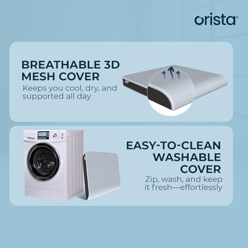 Orista Memory Foam Orthopedic Seat Cushion | 2-Years Warranty | Ergonomic Tailbone & Thigh Support Pillow, Office Chair, Car, Wheelchair – Tailbone | Coccyx | Sciatica Pain Relief | 18 x 17 x 2 Inch - Image 5