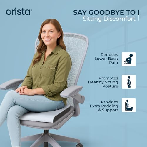 Orista Memory Foam Orthopedic Seat Cushion | 2-Years Warranty | Ergonomic Tailbone & Thigh Support Pillow, Office Chair, Car, Wheelchair – Tailbone | Coccyx | Sciatica Pain Relief | 18 x 17 x 2 Inch - Image 3