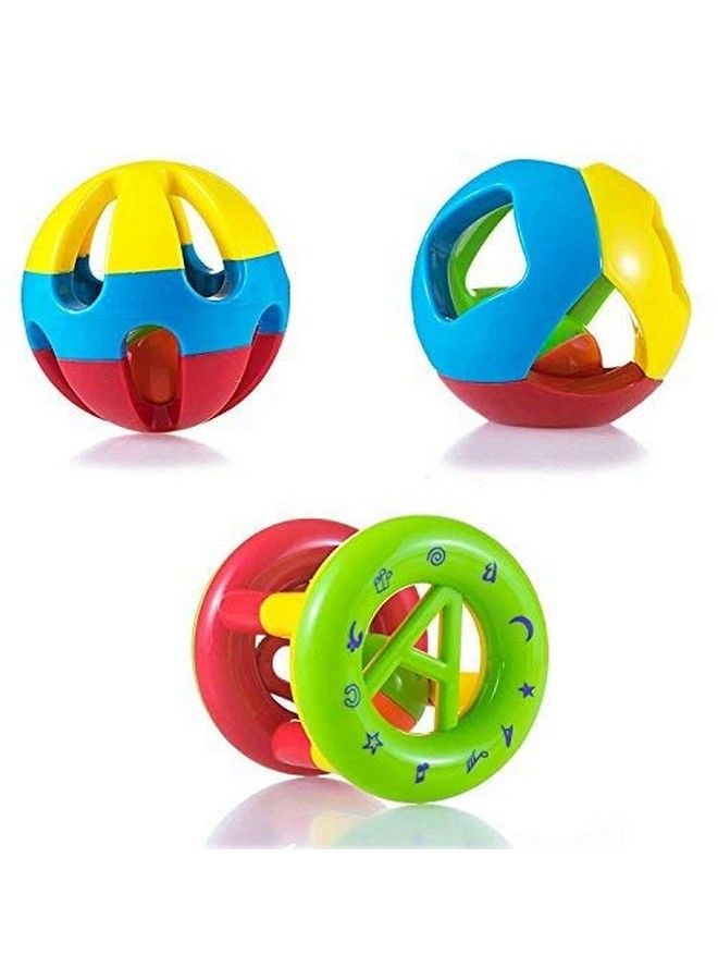 Storio Kid'S Nontoxic Shake And Grab Ball Educational And Developmental Toys With Storage Bag Baby Rattlesset Of 3  - Image 2