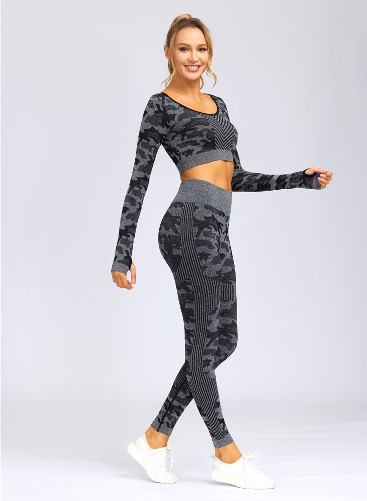 Autumn And Winter New Sports Suit Fitness Trousers Seamless Long-sleeved Yoga Women