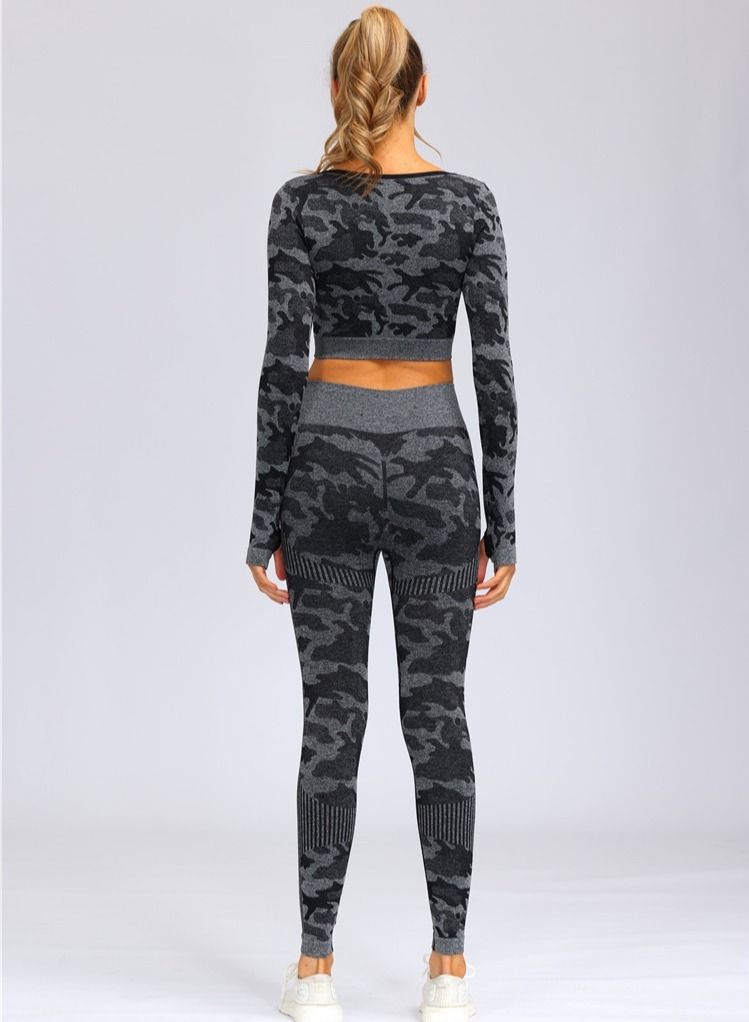 Autumn And Winter New Sports Suit Fitness Trousers Seamless Long-sleeved Yoga Women
