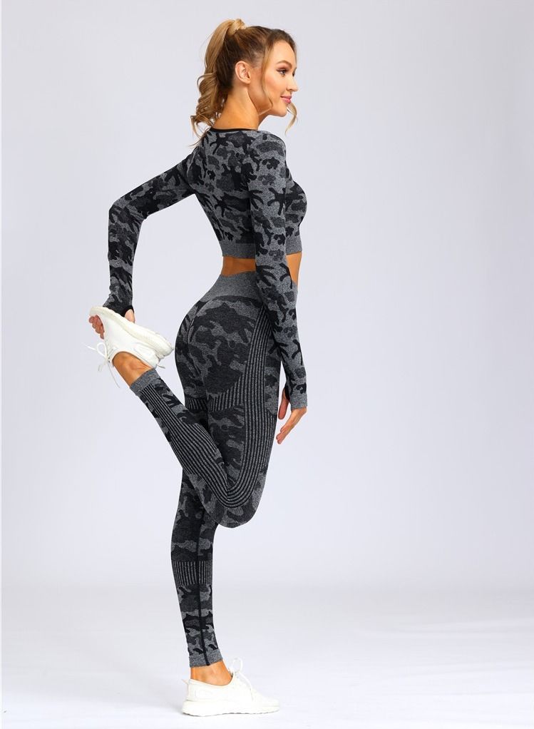 Autumn And Winter New Sports Suit Fitness Trousers Seamless Long-sleeved Yoga Women