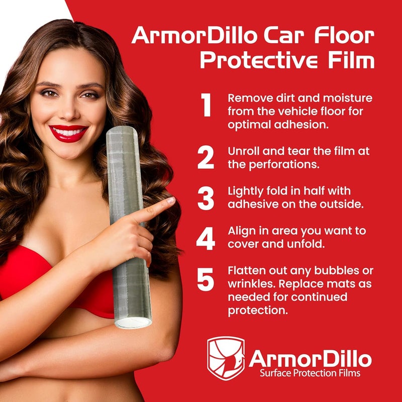 Armordillo Heavy 4 mil 100% American Protective Cover Auto Adhesive Floor Mats, Clear, Removable - Image 5
