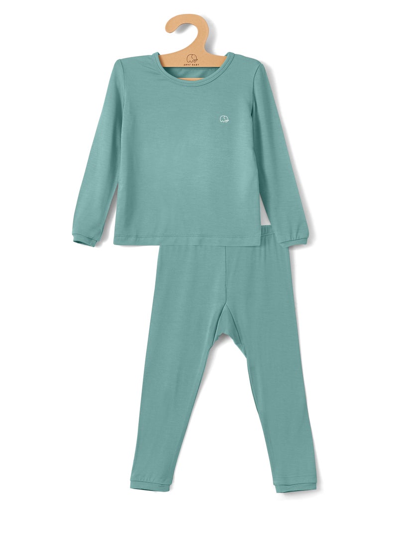 Anvi Baby Bamboo Spandex Pajama 18-24M Soft Sage  - Image 1