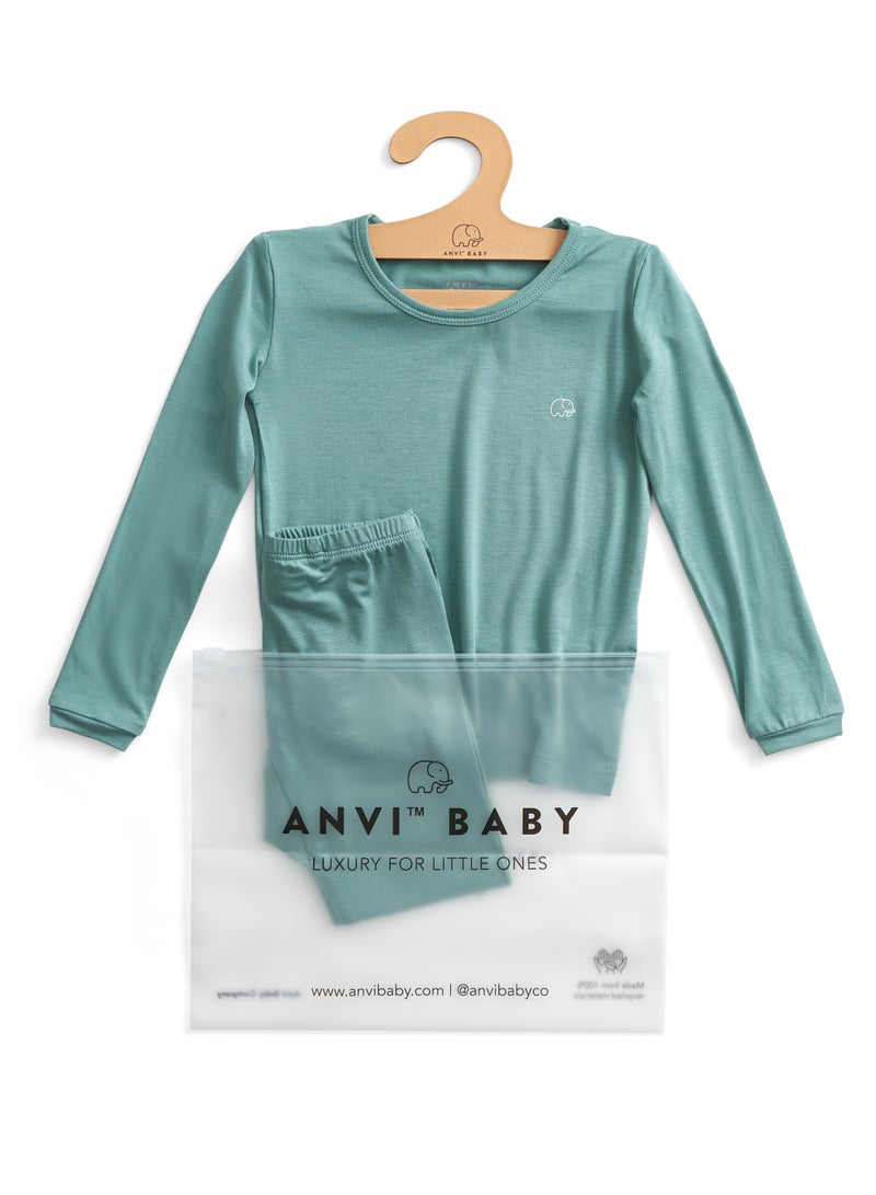 Anvi Baby Bamboo Spandex Pajama 18-24M Soft Sage  - Image 2