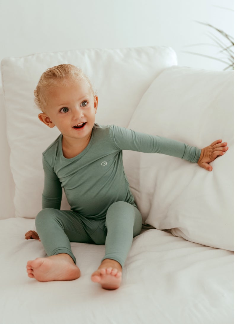 Anvi Baby Bamboo Spandex Pajama 18-24M Soft Sage  - Image 3