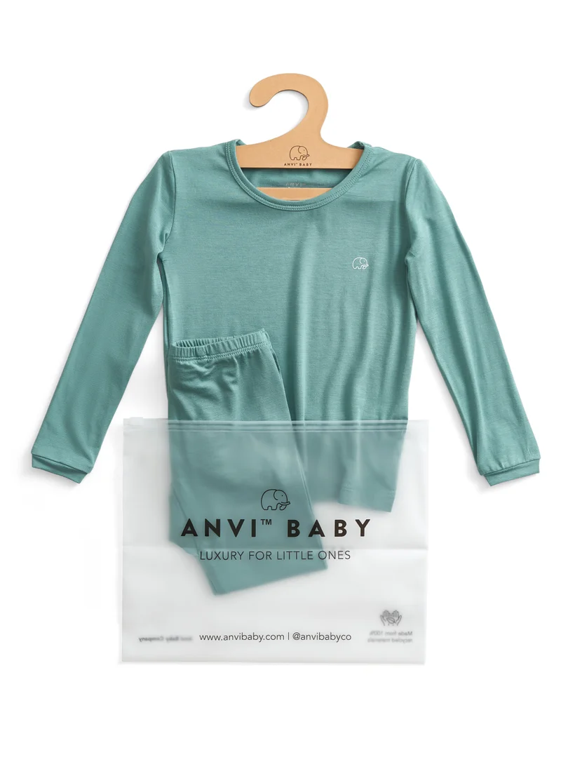 Anvi Baby Bamboo Spandex Pajama 18-24M Soft Sage