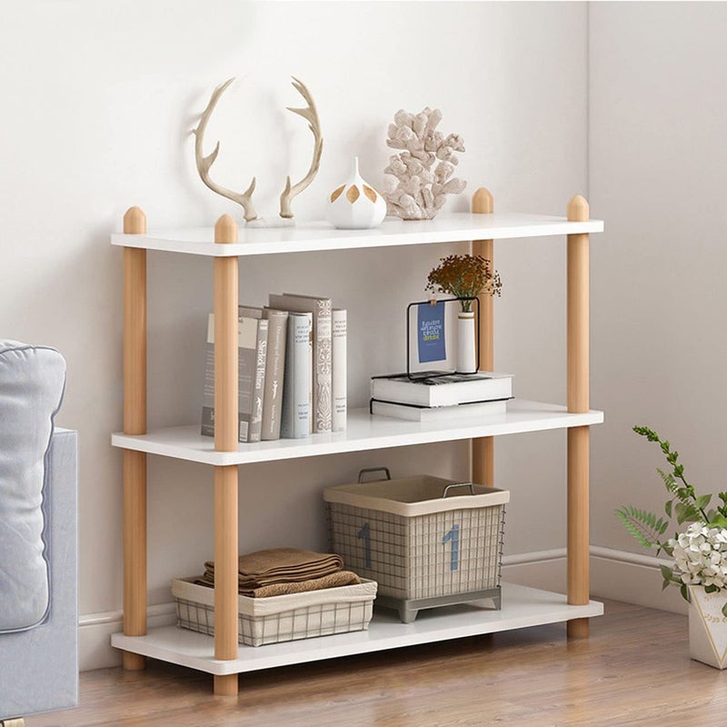 IOTXY 3-Tier Wooden Shelf Bookcase - Modern Open Bookshelf, Free Standing Storage Rack, Multifunctional Display Stand for Home and Office, White, Rectangle - Image 1