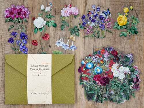 Knaid 100 Pieces Vintage Flower Stickers Set - Big 3.4" Waterproof Clear Botanical Floral Journaling Sticker for Scrapbooking Junk Journal Supplies Bullet Journals Planner Collage Laptop Paper Crafts - Image 5