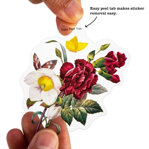 Knaid 100 Pieces Vintage Flower Stickers Set - Big 3.4" Waterproof Clear Botanical Floral Journaling Sticker for Scrapbooking Junk Journal Supplies Bullet Journals Planner Collage Laptop Paper Crafts - Image 3