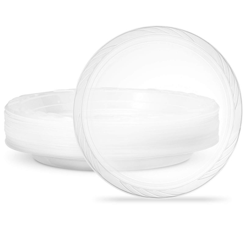 أطباق بلاستيكية شفافة قابلة للتصرف بحجم 10 بوصات من بلاستيك برو - عبوة من 160 قطعة