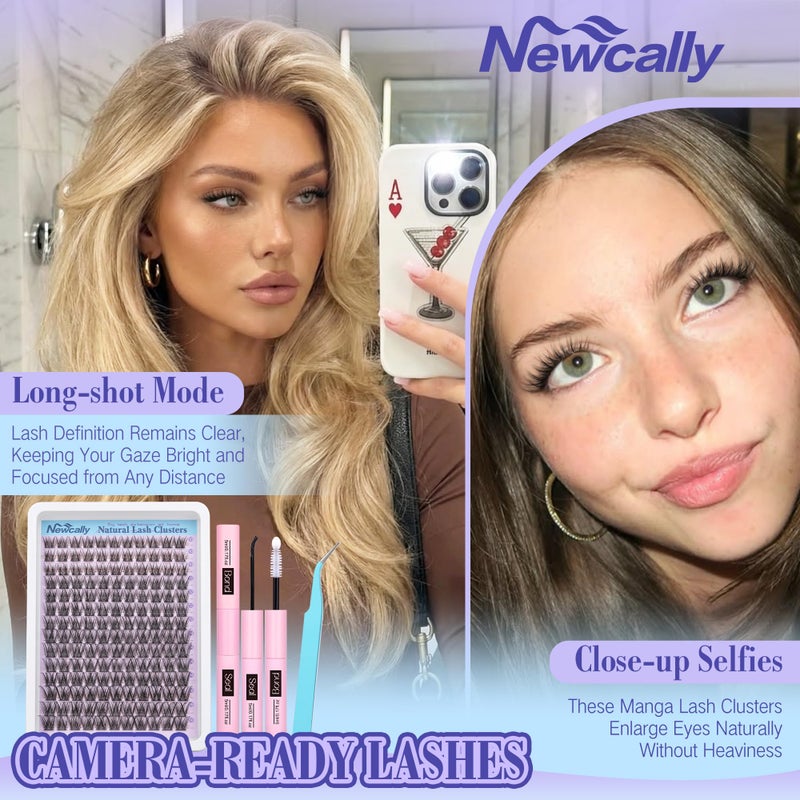 Newcally Lash Clusters Kit Wispy Natural Cluster Eyelash Extension Kit DIY Lash Extension Kit C-curly 10-16MM Eyelash Clusters Volume Individual Lashes Kit by Newcally - Image 4