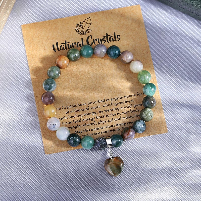 MAIBAOTA Stone Bracelets for Women 8 mm Beaded Bracelets for Women Love Heart Bracelet Jewelry, Crystal Gifts for Christmas Birthday Valentine's Day Anniversary - Image 2