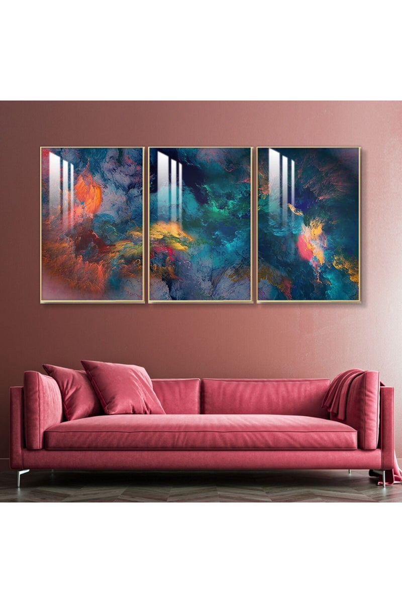 Marktna Three wooden wall painting with a frame and a clear acrylic layer - Image 1