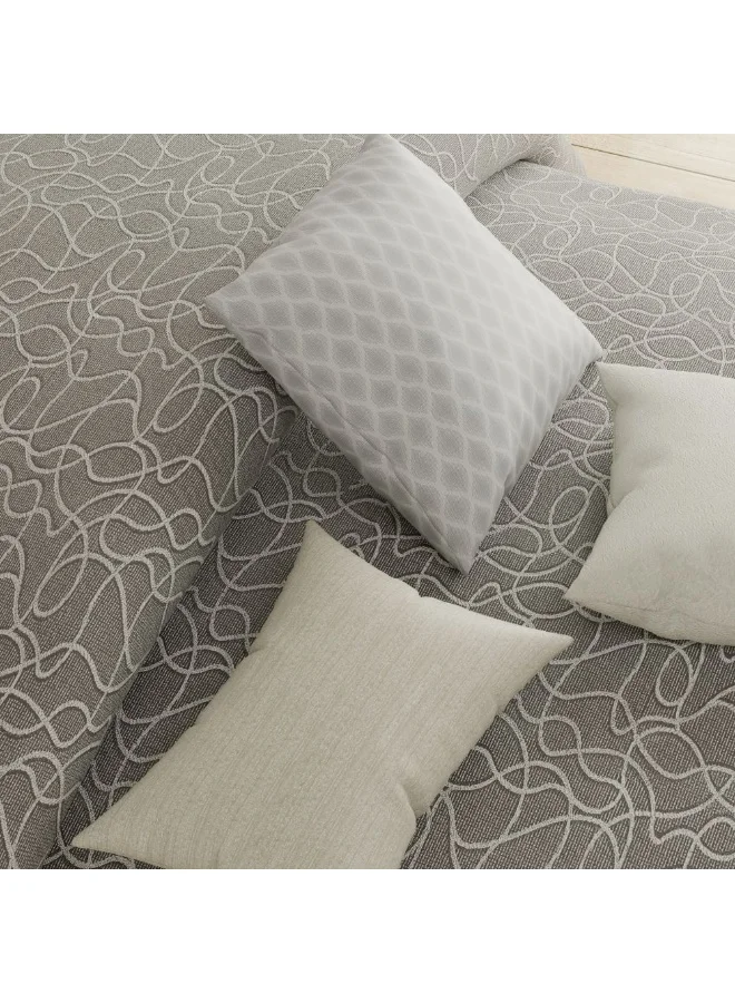 DANUBE HOME AW25 OxFord Reverie Super King Comforter Set - 7 Pieces Jacquard Bedding in Grey, Includes Comforter, Pillowcases, Cushion Covers & Fitted Sheet