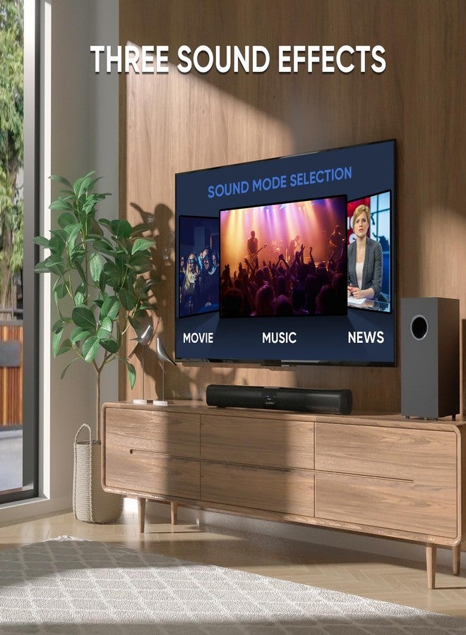 Saiyin Sound Bar for Smart TV with 5.25 Inch Subwoofer, 100W 24 Inch Soundbar for TV, TV Soundbar with Optical, ARC, AUX and Bluetooth Inputs, Detachable Surround Sound System for TV - Image 4