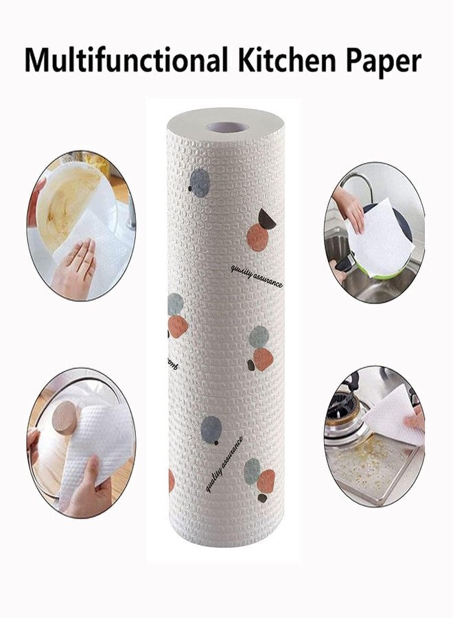 HELIMIX Kitchen Printed Tissue Roll Non-stick Oil Absorbing Paper Roll Kitchen Special Towel Wipe Wet Dry Chores Degreasing (50 wipes, 1 Roll) - Image 3