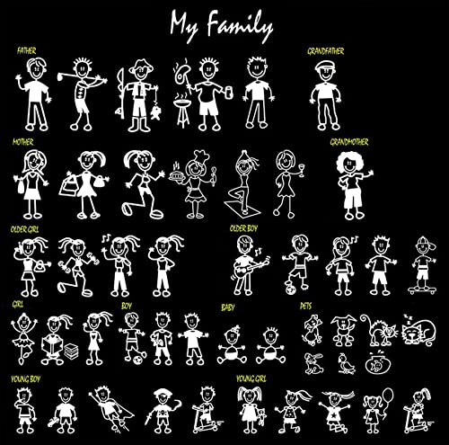 TOTOMO Family Sticker Decal for Car Window Bumper Pet Dog Cat Fish Rabbit Bird Stick Figure My Family Choose up to 10 Figures from 48 Unique Designs - Image 1