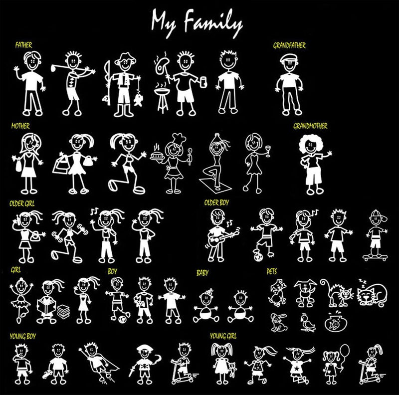 TOTOMO Family Sticker Decal for Car Window Bumper Pet Dog Cat Fish Rabbit Bird Stick Figure My Family Choose up to 10 Figures from 48 Unique Designs - Image 3