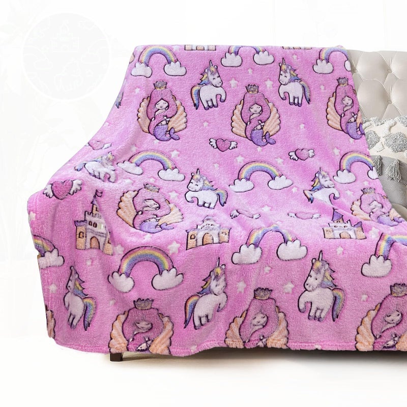 COMFAR Mermaid Blanket for Girls 46 Mermaid Gifts Kids Blanket 40x 50 Pink Glow in the Dark