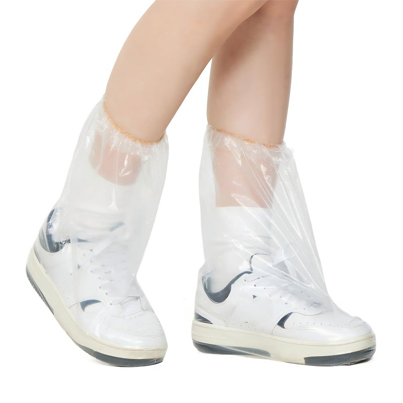VRSHMB 20 Pcs Disposable Waterproof Shoe Covers for Rain, Clear Durable Non-Slip Plastic Rain Shoe Covers for Adults & Kids, Perfect for Water Parks, Travel and Outdoor Activities (Clear, adults) - Image 1