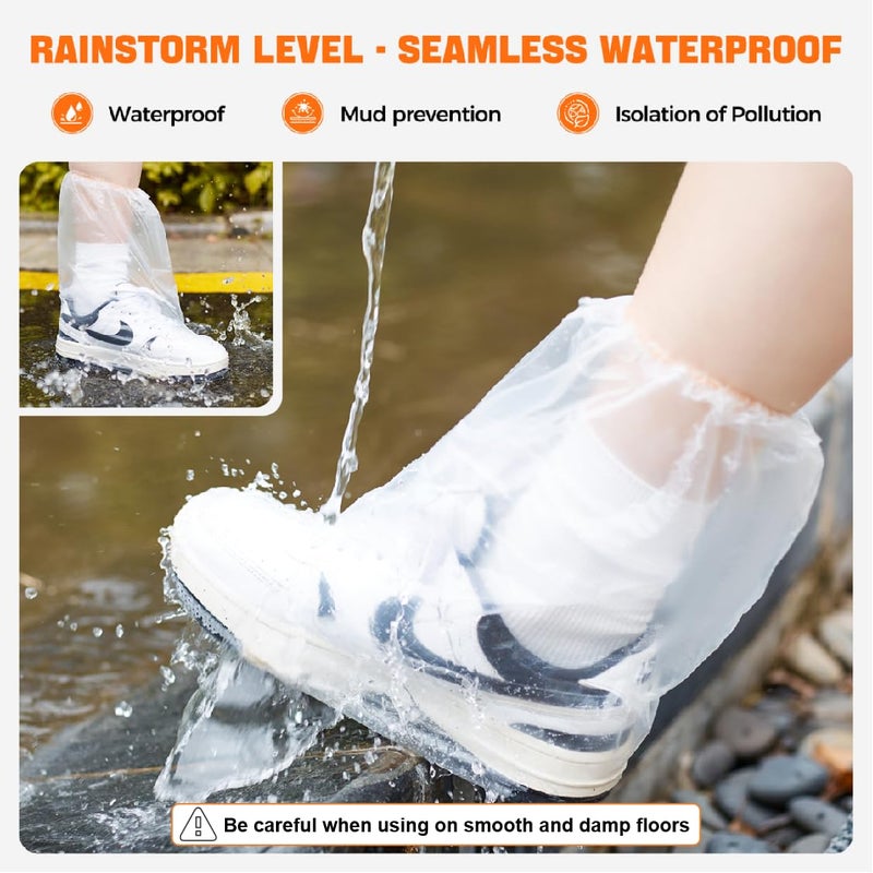 VRSHMB 20 Pcs Disposable Waterproof Shoe Covers for Rain, Clear Durable Non-Slip Plastic Rain Shoe Covers for Adults & Kids, Perfect for Water Parks, Travel and Outdoor Activities (Clear, adults) - Image 2