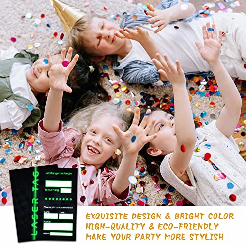 Foosproea Laser Tag Birthday Invitations with Envelopes - Lasertag Party Invitation Card for Boys/Girls - Pixel Grid Neon Glow Fill-in Invites Cards - Laser Tag Party Celebration(20 Pack) -13 - Image 5