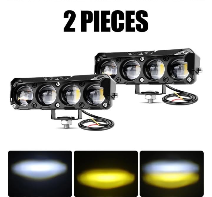 Schsteindar 4 LED Light Bar 40W,White,Yellow,White+Yellow Flashing Mode 12-36V, 130mm Length, Set of 2, Black - Image 2