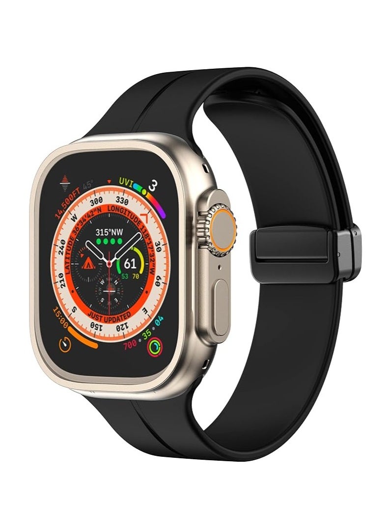 Generic - Magnetic Bands for Apple Watch Ultra/Ultra 2 Band 49mm 45mm 44mm 42mSoft Sport Silicone Strap for iwatch Series 9/8/7/6/5/4/3/2/1/SE2/SE - Image 1