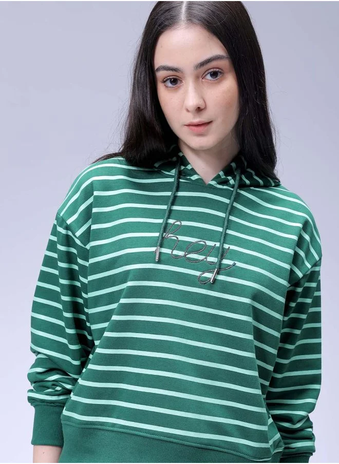 Freehand Women Relaxed Fit Placement Embroidery Hooded Sweatshirt