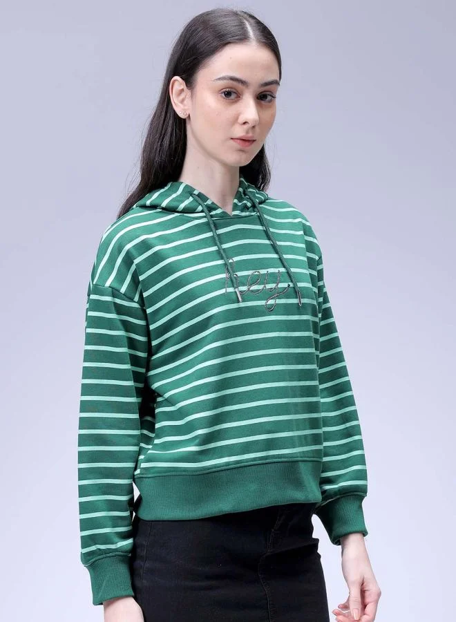 Freehand Women Relaxed Fit Placement Embroidery Hooded Sweatshirt