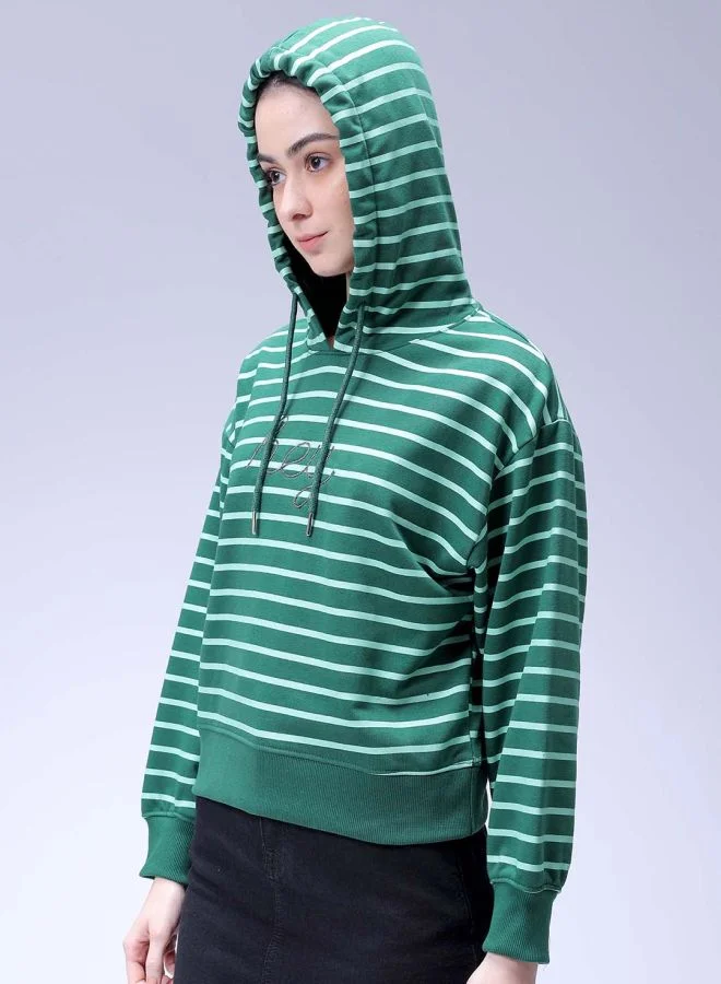 Freehand Women Relaxed Fit Placement Embroidery Hooded Sweatshirt