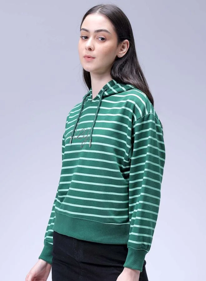 Freehand Women Relaxed Fit Placement Embroidery Hooded Sweatshirt
