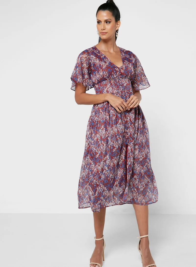 ELLA Gathered Dress With Buttons