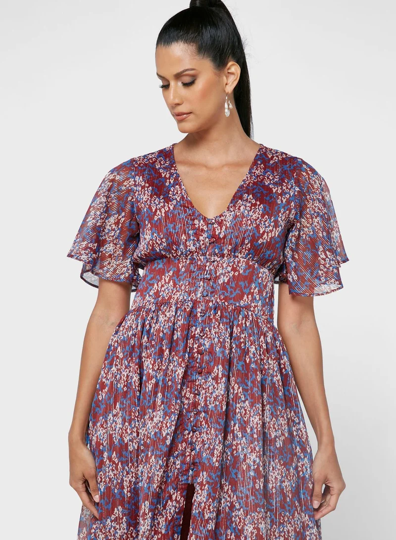 ELLA Gathered Dress With Buttons