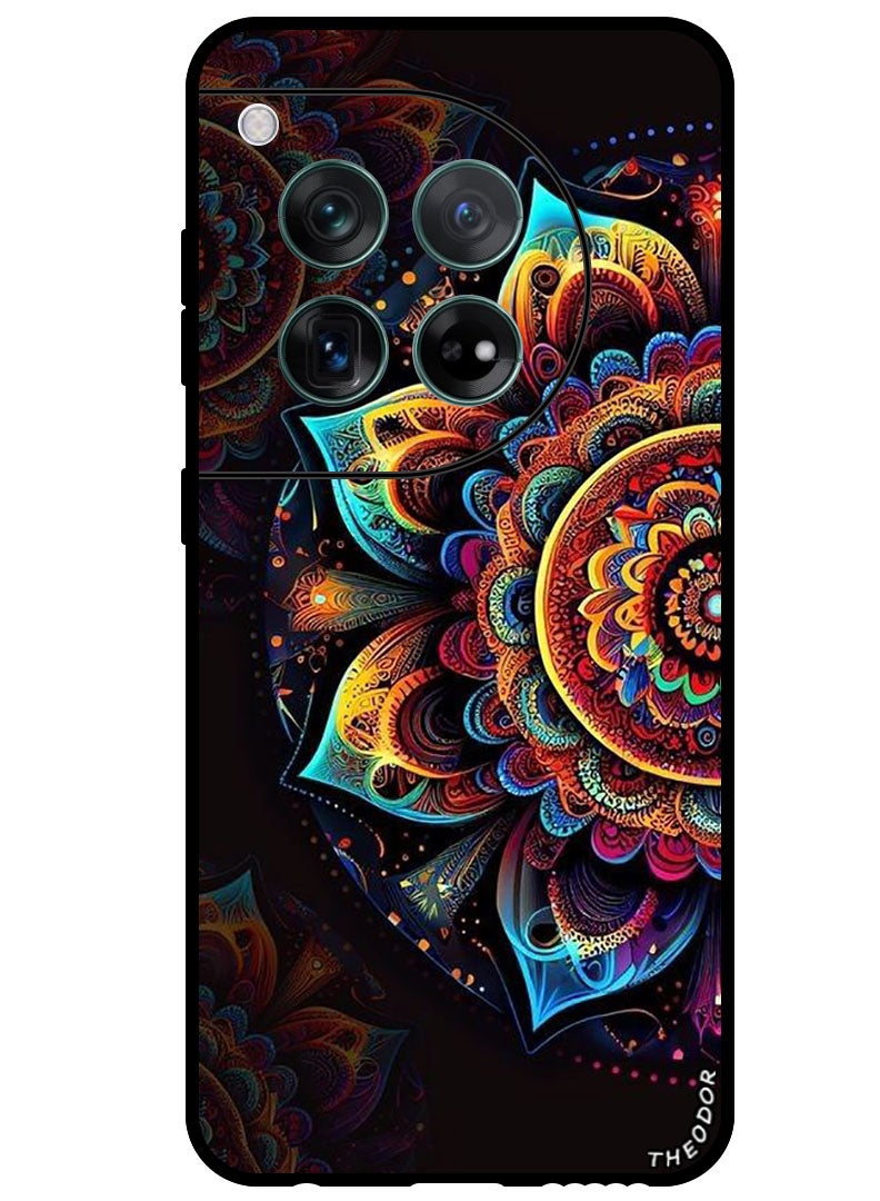 Theodor Protective Case Anti Scratch Shock Proof Bumper Cover For OnePlus 12 Colourful Side Flower - Image 1