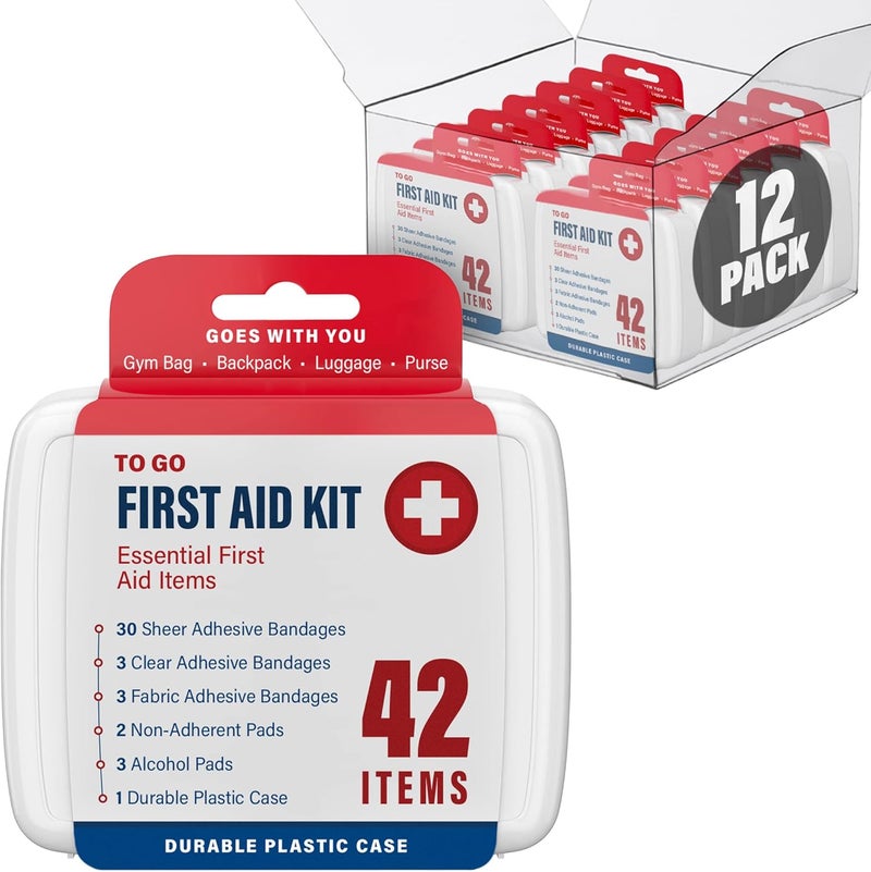 DecorRack 500 Piece First Aid Kit 12 Individual Boxes of 42 Items Each First Aid Kit for Car Home School Office Minor Cuts Scrapes Travel Sports Field Trips or Camping 500pcs 12 Pack - Image 1