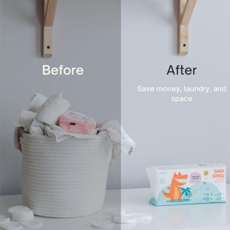 Koko Wipes 100% Cotton Dry Baby Wipes, 600 Count, Unscented, Super Absorbent and Hypoallergenic, Use Wet or Dry, For Sensitive Skin and Diaper Changes - Image 3