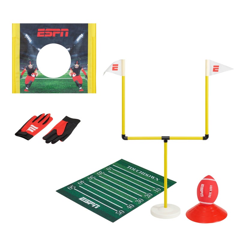 ESPN Kids Football Game Includes Mini Football Field Goal Post Passing Target Receiver Gloves and Play Mat - Image 3