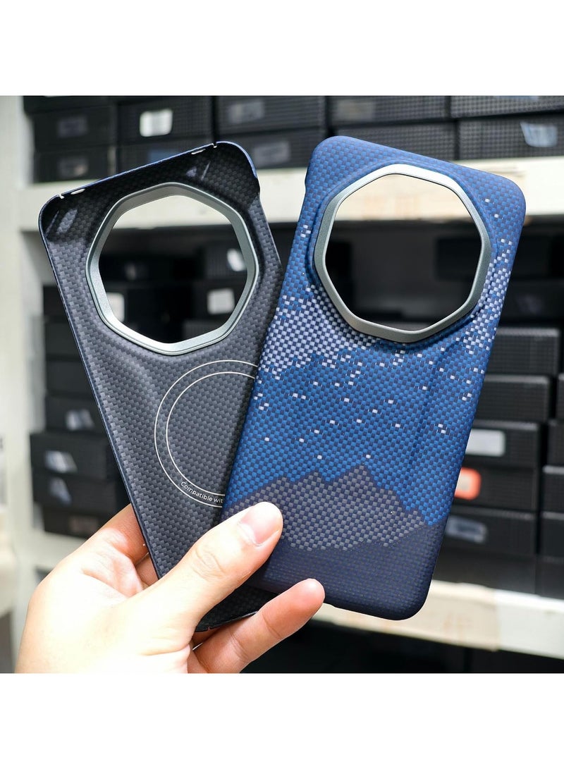 Aramid Fiber Phone Case Compatible with Huawei Mate 80 RS Ultimate 5G Ultra-Thin Kailaf Magnetic Shockproof Hard Case Supports Wireless Charging Metal Lens Ring Protection - Image 3