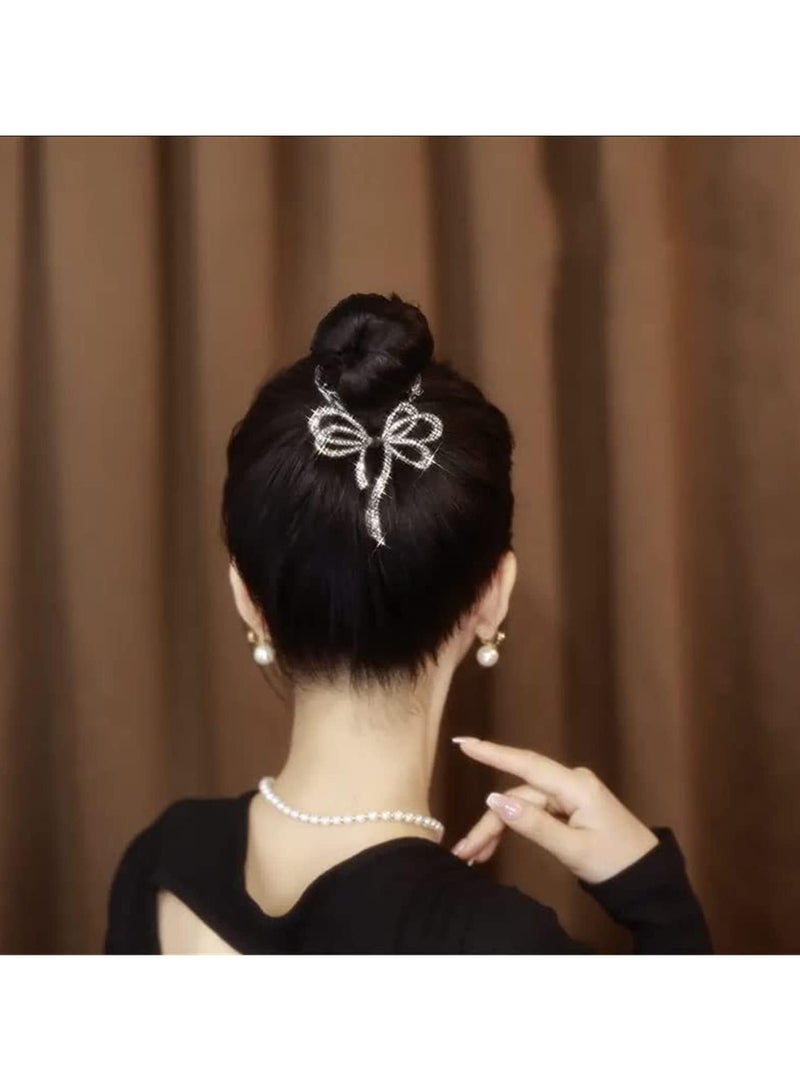 general 2 Pieces Deluxe Premium Feeling Hair Clips, Ins Style Elegant Lazy Hair Clips, Sparkling Crystal Stone Braid Hair Clips, Ponytail Hair Clips Bow Hair Clips For Girls Ladies - Image 4