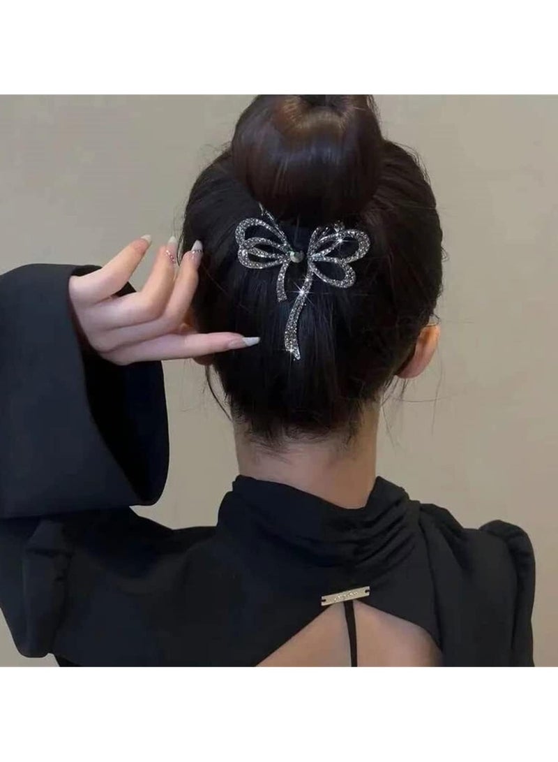 general 2 Pieces Deluxe Premium Feeling Hair Clips, Ins Style Elegant Lazy Hair Clips, Sparkling Crystal Stone Braid Hair Clips, Ponytail Hair Clips Bow Hair Clips For Girls Ladies - Image 2