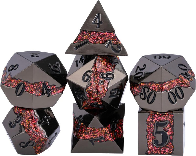 Maywin Metal Polyhedral Dice Set 7PCS RPG Dice with Galaxy Glitter Resin Inlay for Dungeons and Dragons Pathfinder Tabletop Role Playing Games - Image 3