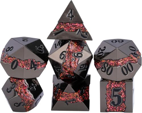 Maywin Metal Polyhedral Dice Set 7PCS RPG Dice with Galaxy Glitter Resin Inlay for Dungeons and Dragons Pathfinder Tabletop Role Playing Games - Image 1