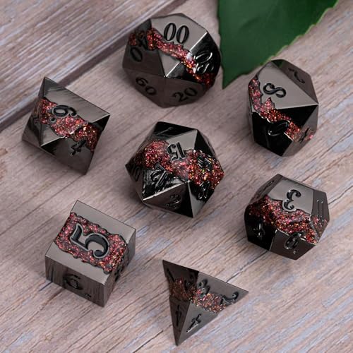 Maywin Metal Polyhedral Dice Set 7PCS RPG Dice with Galaxy Glitter Resin Inlay for Dungeons and Dragons Pathfinder Tabletop Role Playing Games - Image 5