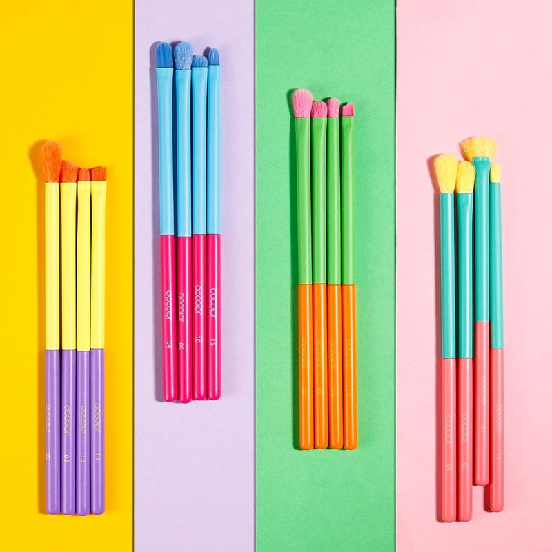 Docolor Eye Makeup Brushes 16pcs Colorful Eyeshadow Makeup Brush Set Professtional Eyeshadow Brushes with Soft Synthetic Hairs & Real Wood Handle for Eyeshadow, Eyebrow, Eyeliner, Blending - Image 3